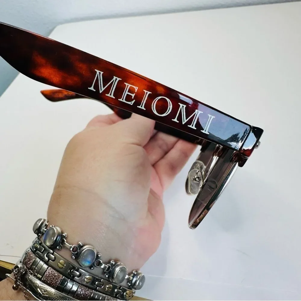 Meiomi Wine Brown Black Lense Tortoise‎ Shell UV Aviator Style Sunglasses